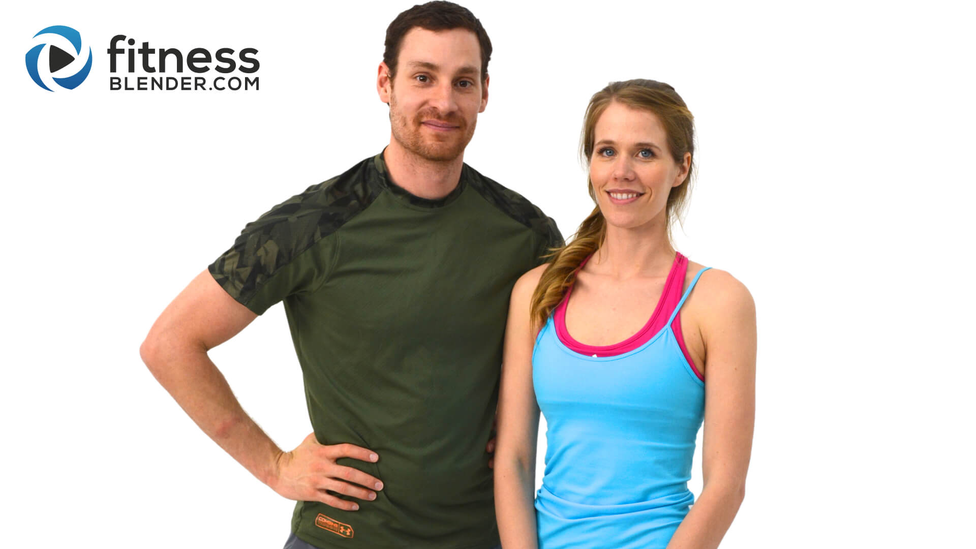 Potret kedua pengusung FitnessBlender dengan atribut olahraga di depan background putih